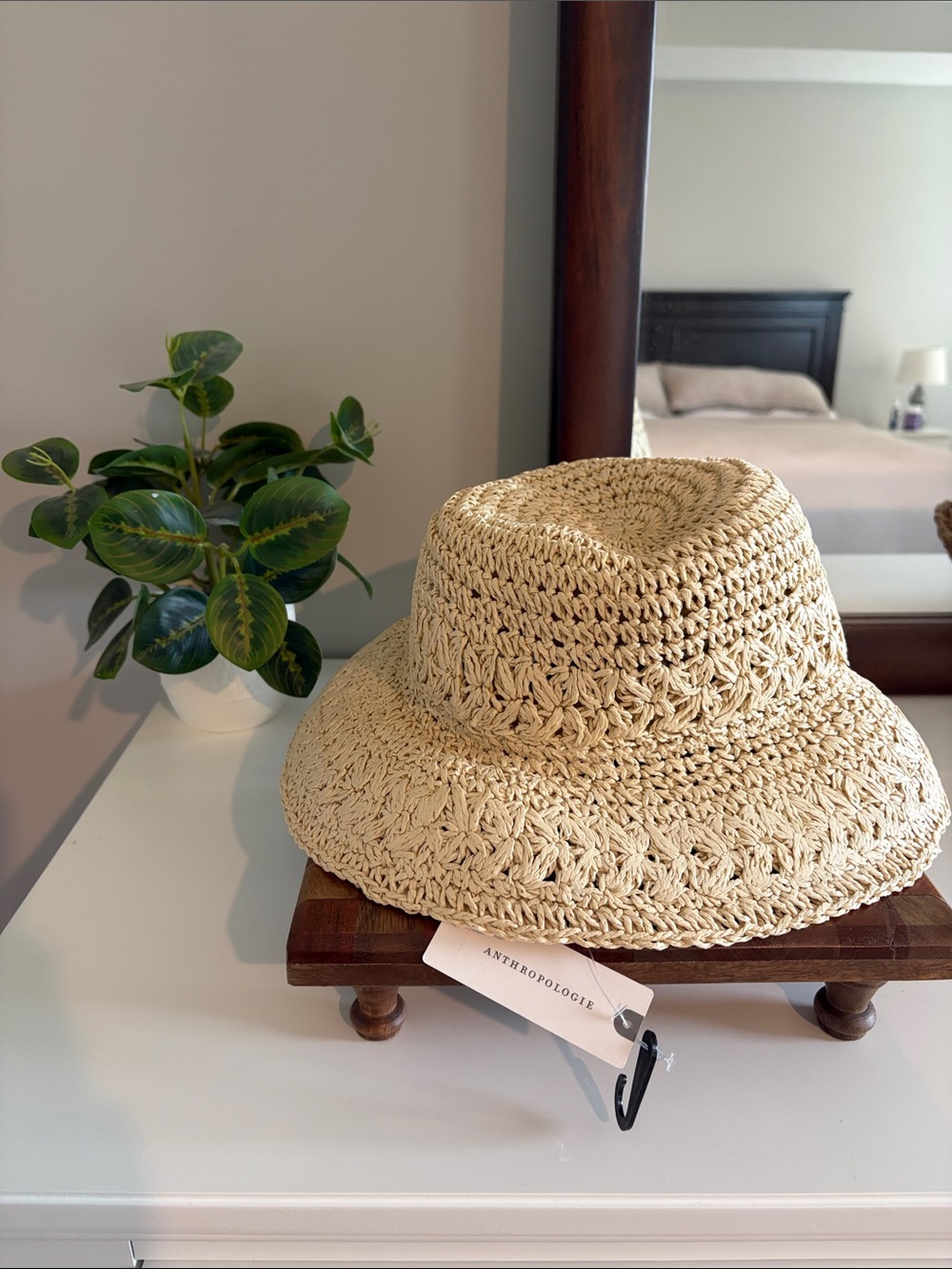NWT Anthropologie Straw Bucket Hat O/S